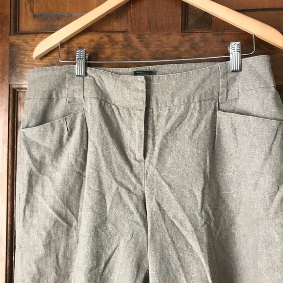 Apostrophe Olive Linen Capris Size 12 Petite - Picture 2 of 12